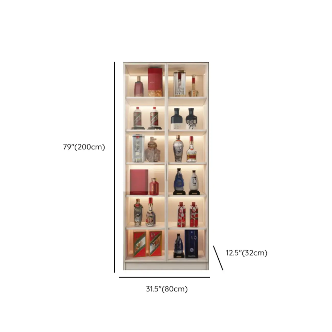 White Modern LLarge Wood Wine Cabinet with Glass Doors Image - 19 | homeyfad