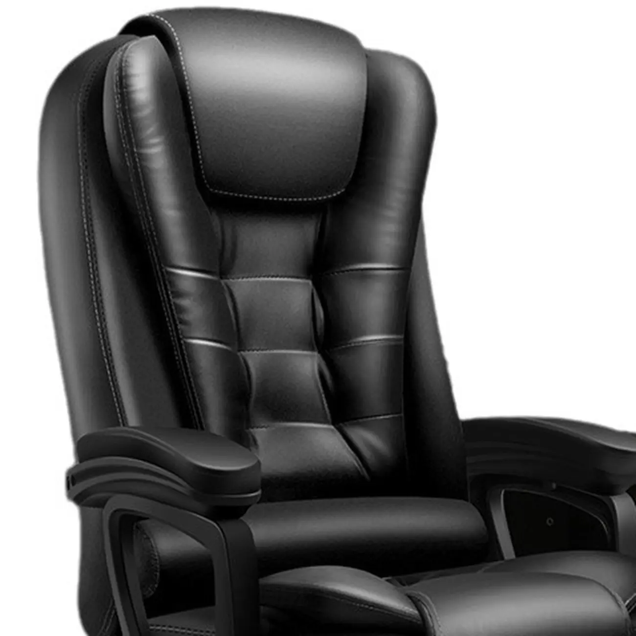 Ergonomic Black Leather Swivel Office Chair with Footrest Image - 2 | homeyfad