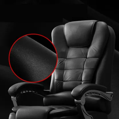 Ergonomic Black Leather Swivel Office Chair with Footrest Image - 6