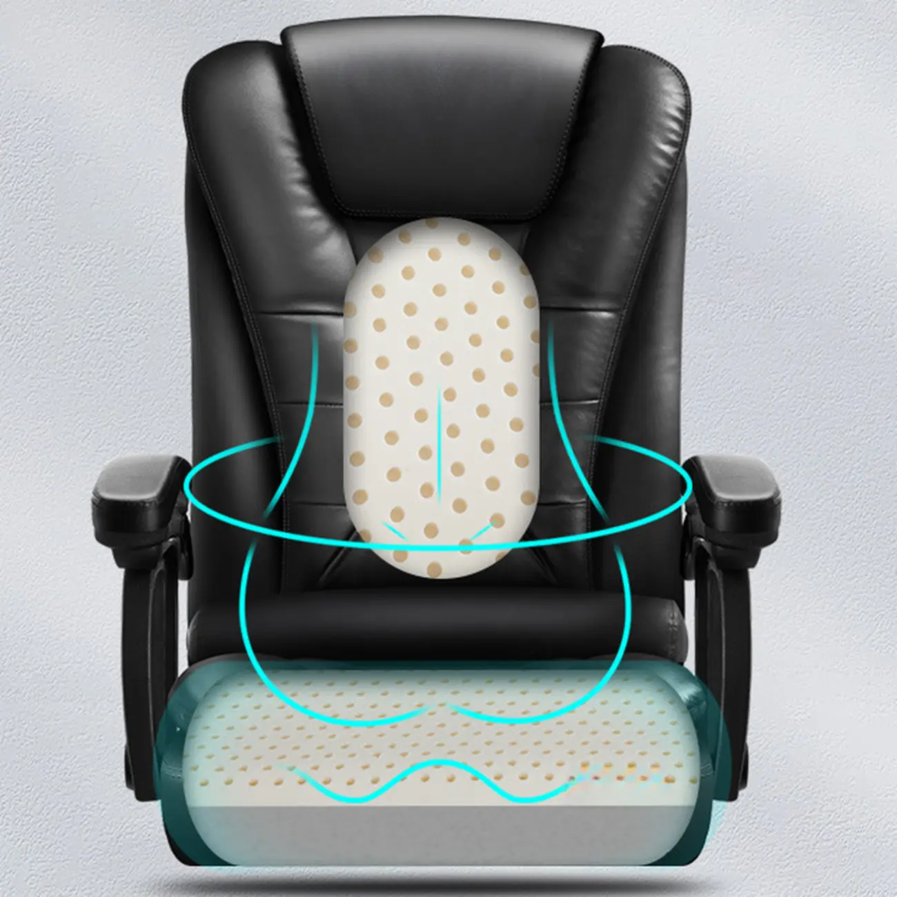 Ergonomic Black Leather Swivel Office Chair with Footrest Image - 7 | homeyfad