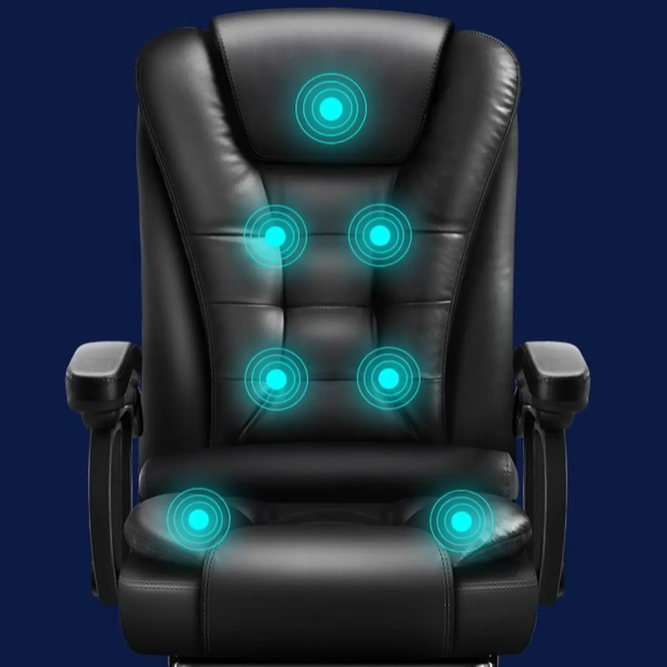 Ergonomic Black Leather Swivel Office Chair with Footrest Image - 9 | homeyfad