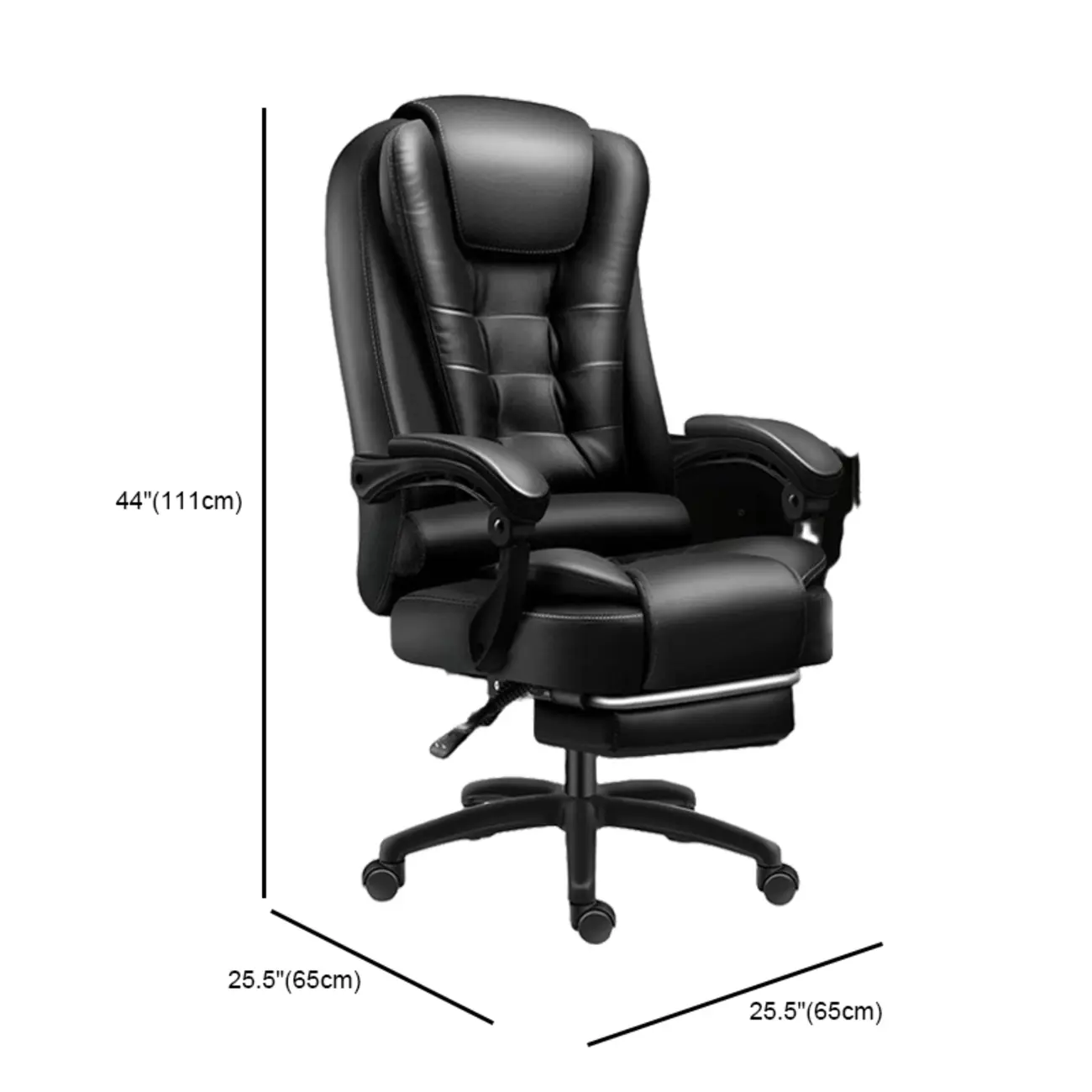 Ergonomic Black Leather Swivel Office Chair with Footrest #size | homeyfad