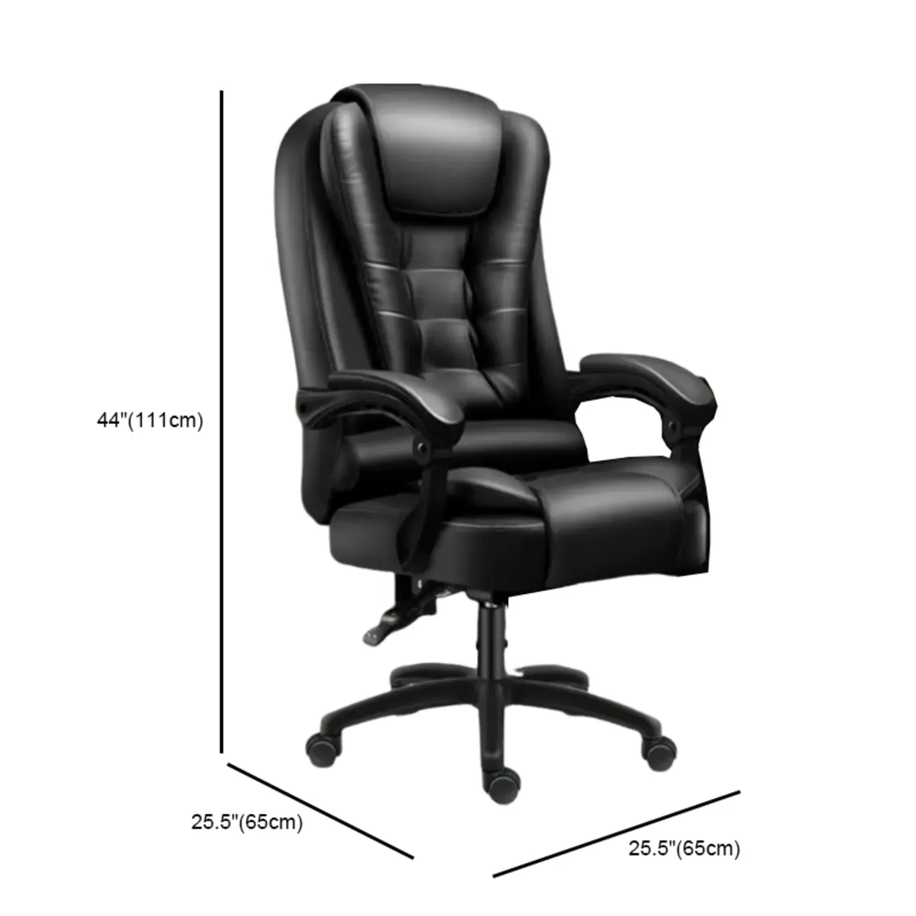 Ergonomic Black Leather Swivel Office Chair with Footrest Image - 13 | homeyfad