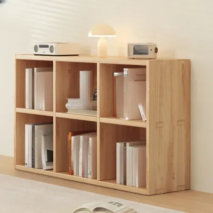 Modern Modular Rectangular Lateral Pine Wood Bookcase Image - 5
