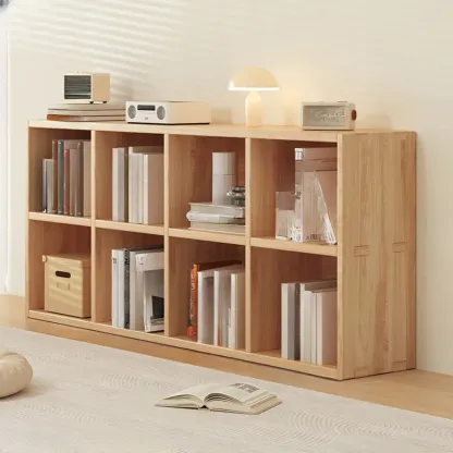 Modern Modular Rectangular Lateral Pine Wood Bookcase Image - 9
