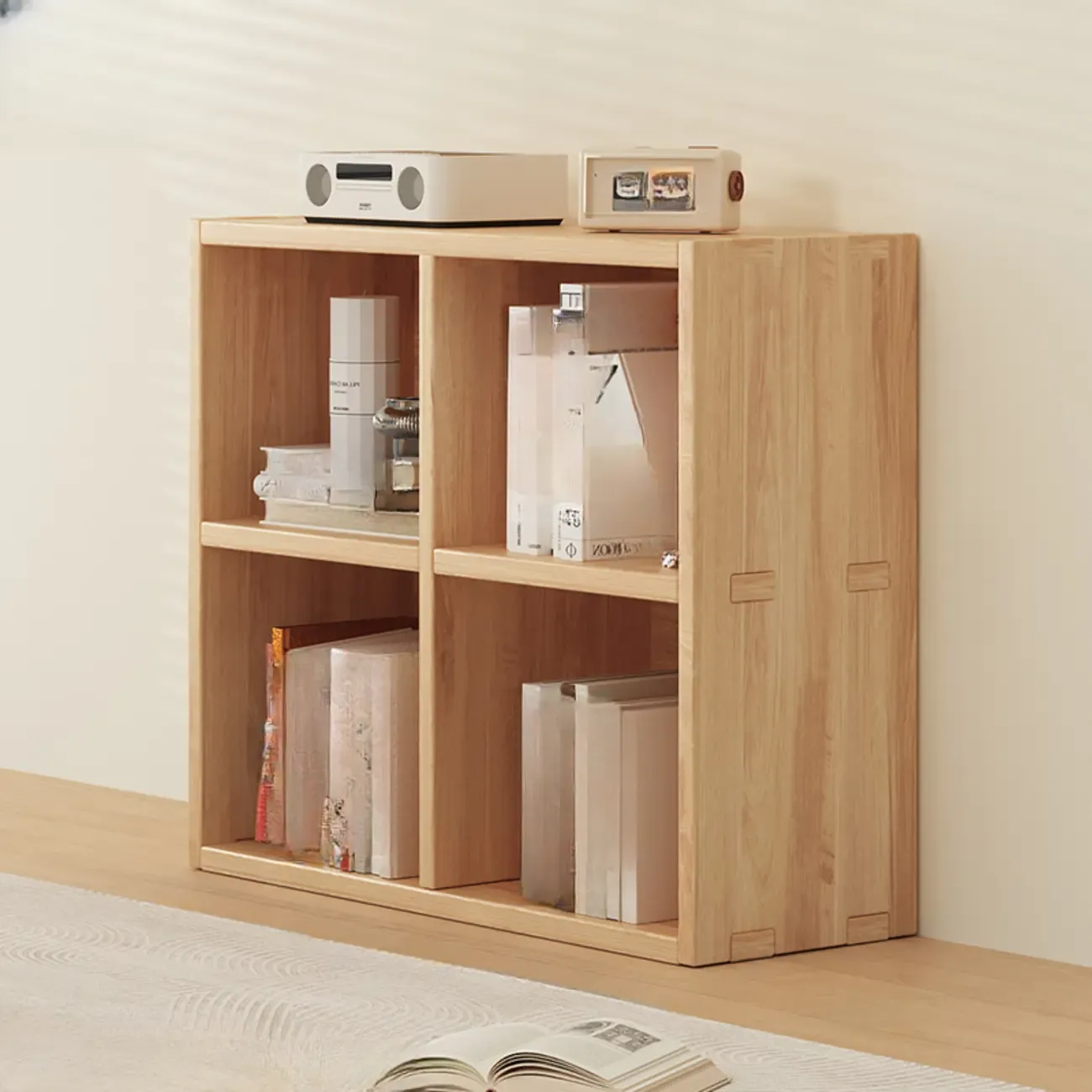 Modern Modular Rectangular Lateral Pine Wood Bookcase Image - 2