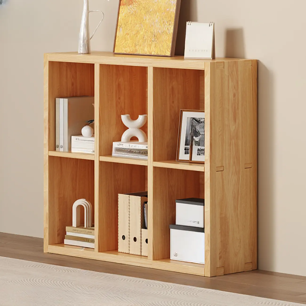 Modern Modular Rectangular Lateral Pine Wood Bookcase Image - 4 | homeyfad