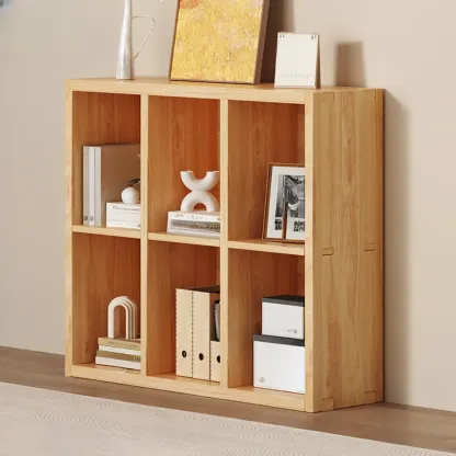 Modern Modular Rectangular Lateral Pine Wood Bookcase Image - 4