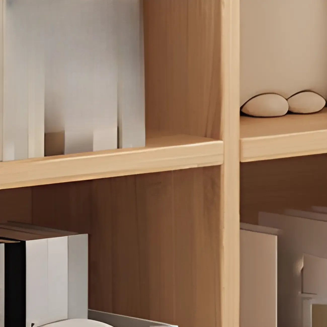 Modern Modular Rectangular Lateral Pine Wood Bookcase Image - 22