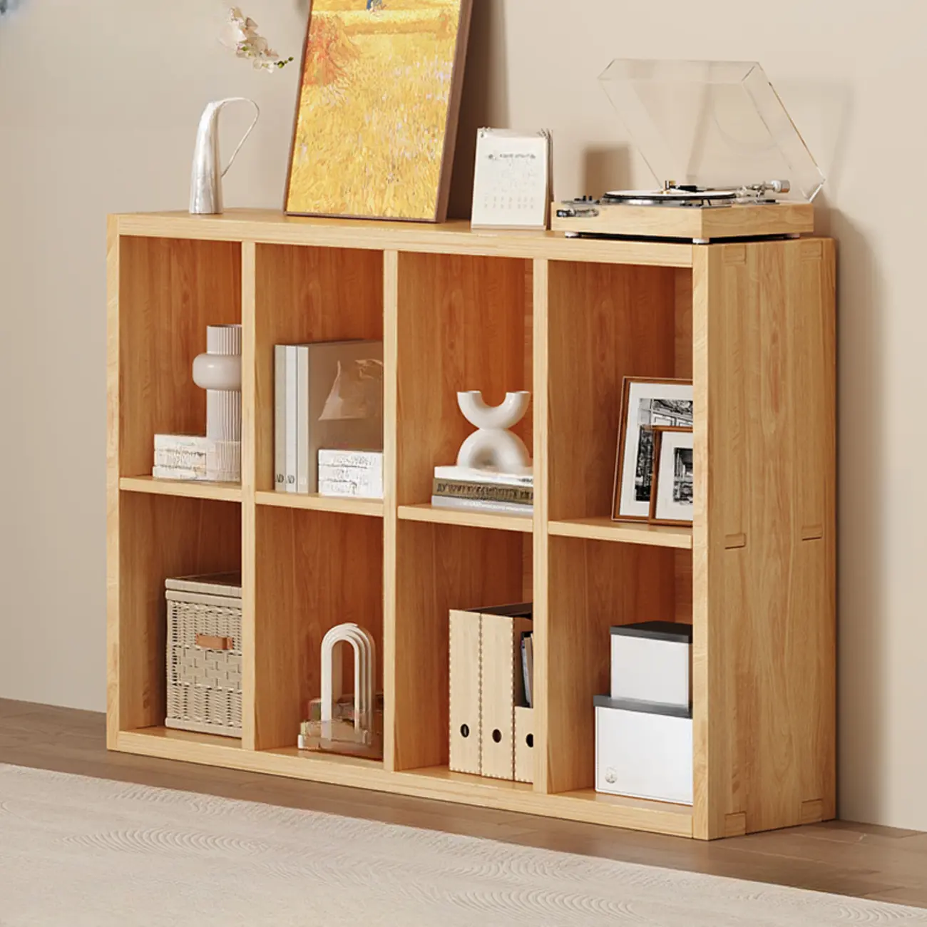 Modern Modular Rectangular Lateral Pine Wood Bookcase Image - 8 | homeyfad