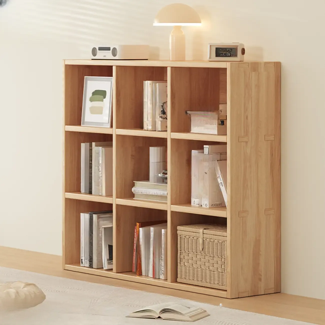 Modern Modular Rectangular Lateral Pine Wood Bookcase Image - 6