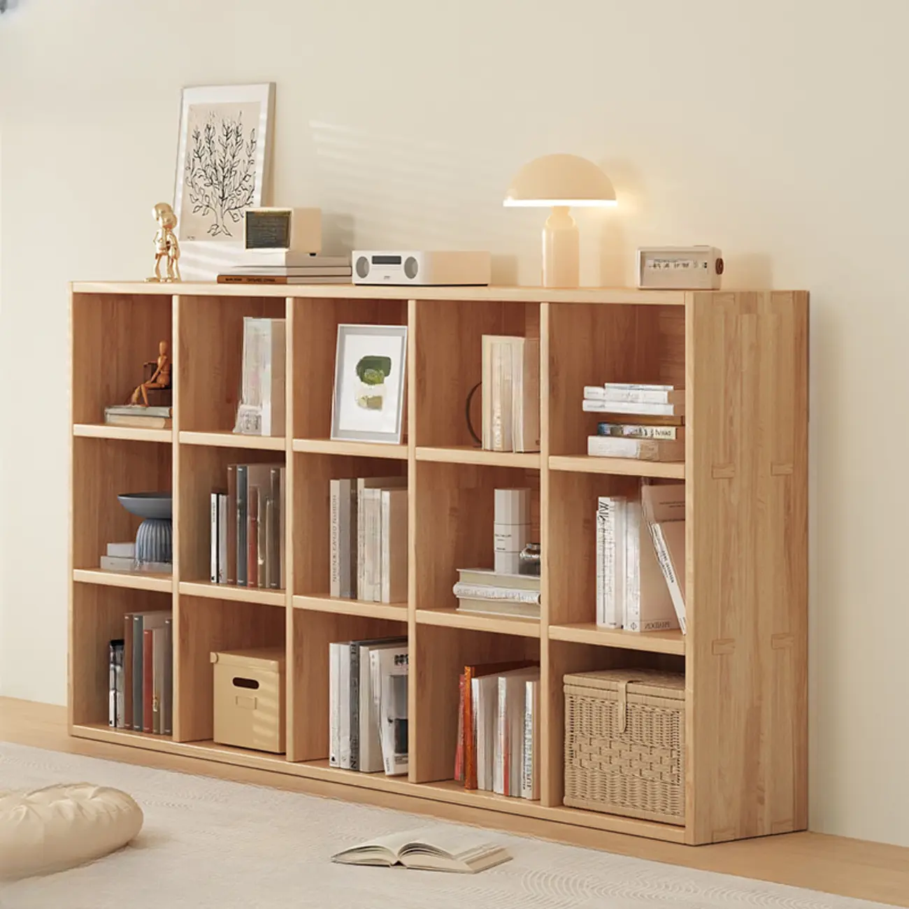 Modern Modular Rectangular Lateral Pine Wood Bookcase Image - 10 | homeyfad