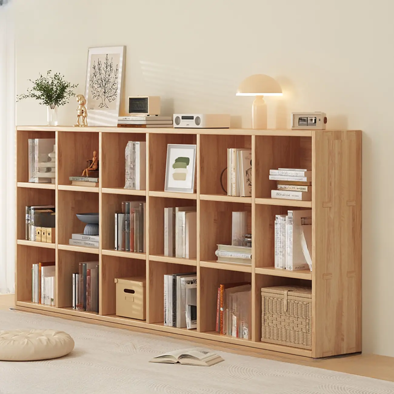 Modern Modular Rectangular Lateral Pine Wood Bookcase Image - 13 | homeyfad
