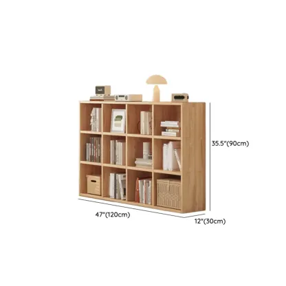 Modern Modular Rectangular Lateral Pine Wood Bookcase Image - 24