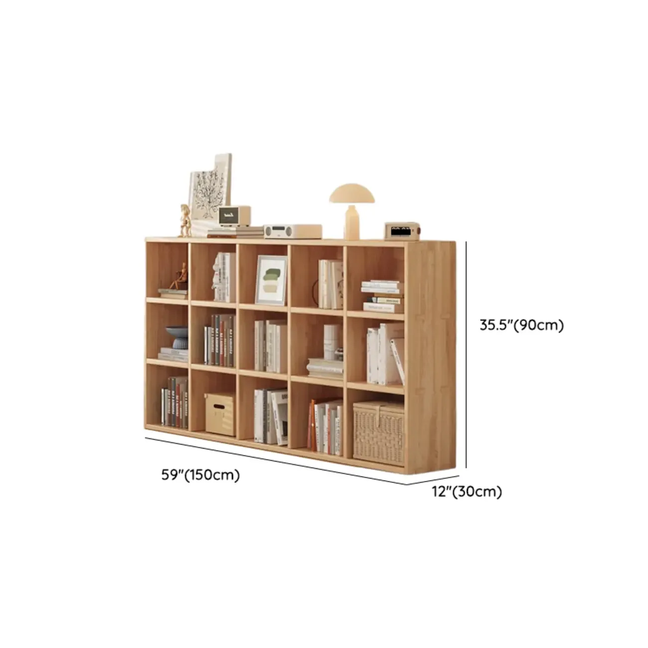 Modern Modular Rectangular Lateral Pine Wood Bookcase Image - 25