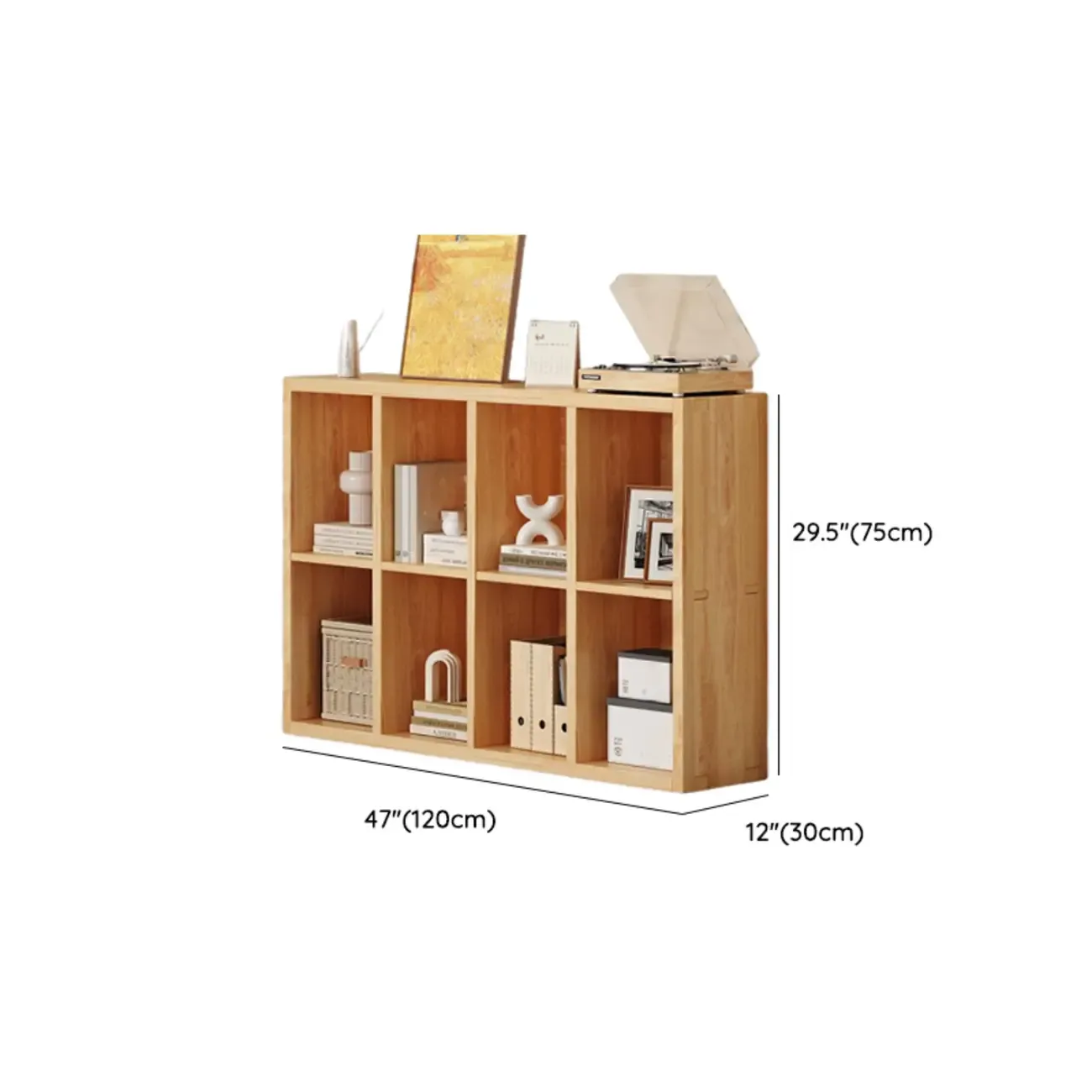 Modern Modular Rectangular Lateral Pine Wood Bookcase Image - 28