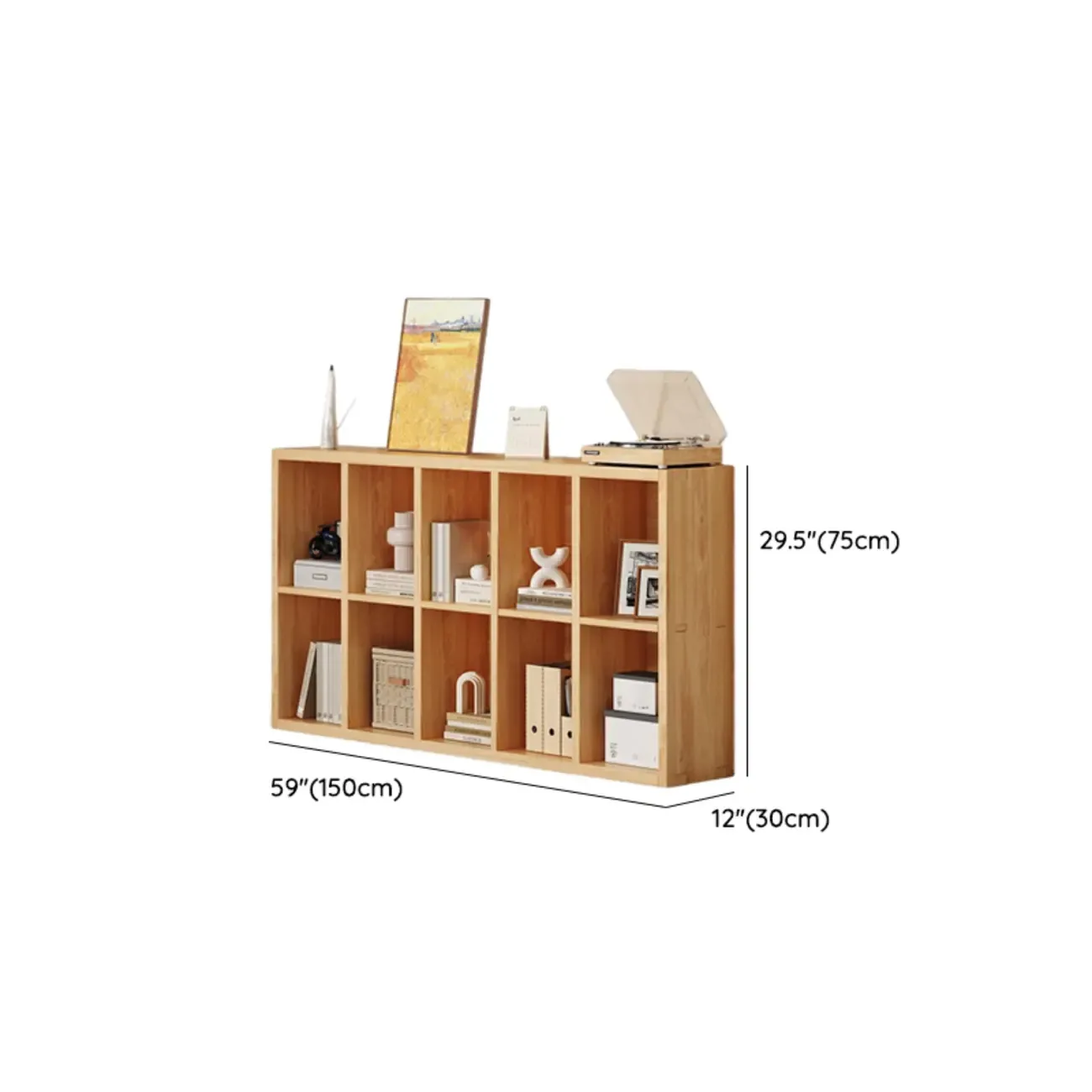 Modern Modular Rectangular Lateral Pine Wood Bookcase Image - 31
