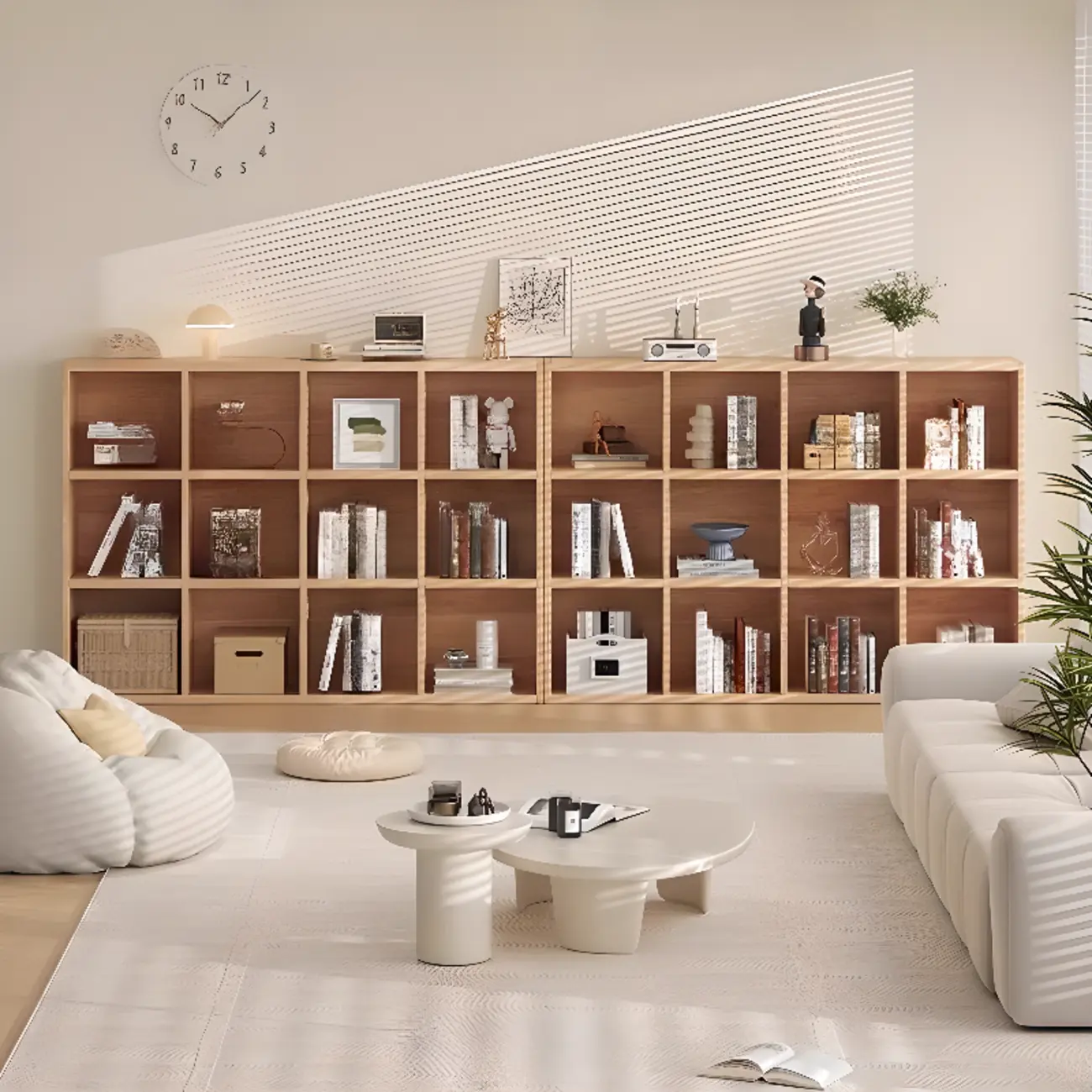 Simple Horizontal Short Natural Wood 2 Shelves Bookcase Image - 3 | homeyfad