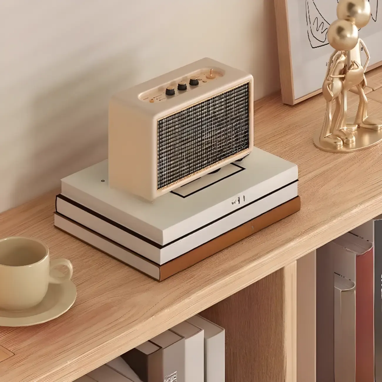 Simple Horizontal Short Natural Wood 2 Shelves Bookcase Image - 12