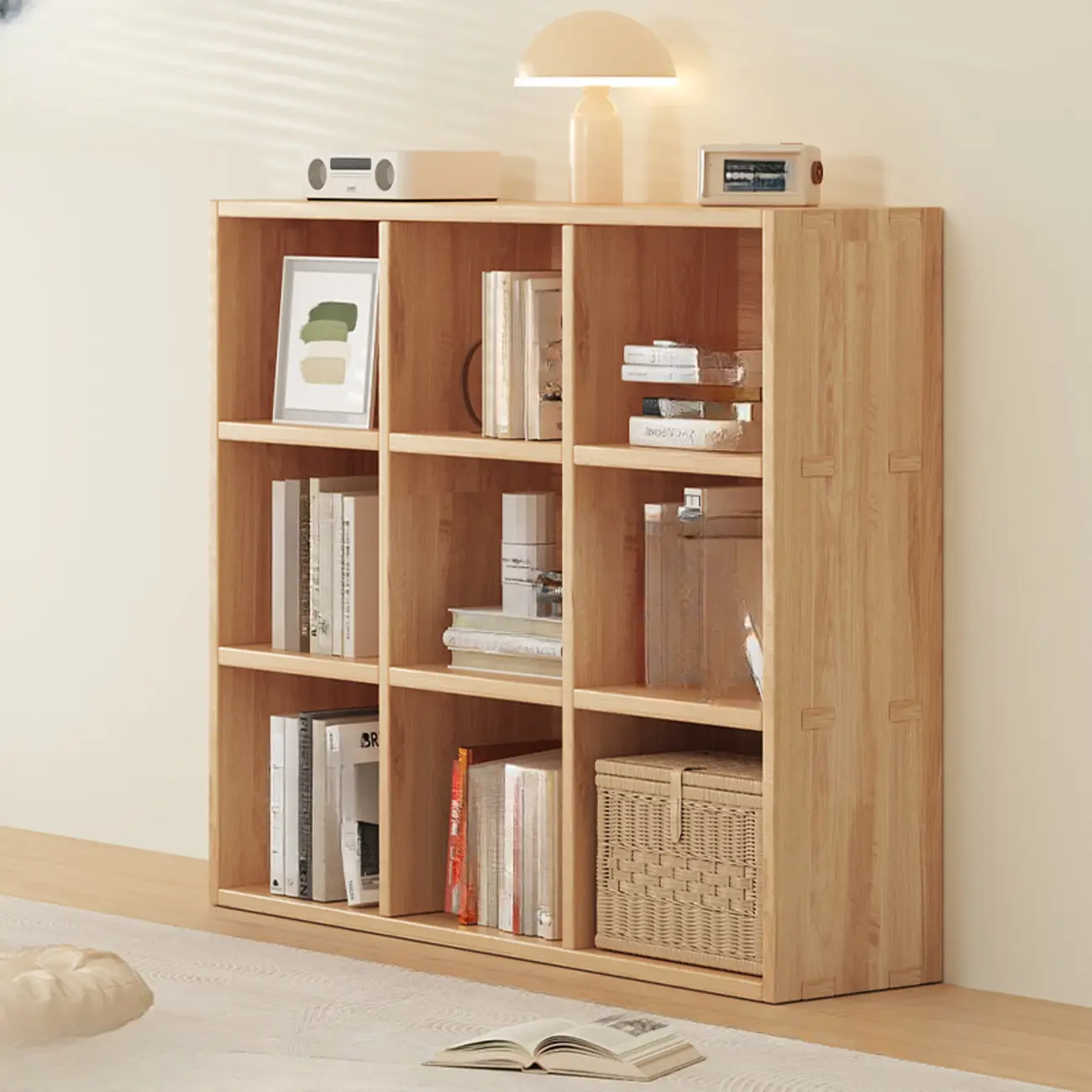 Simple Horizontal Short Natural Wood 2 Shelves Bookcase Image - 19 | homeyfad