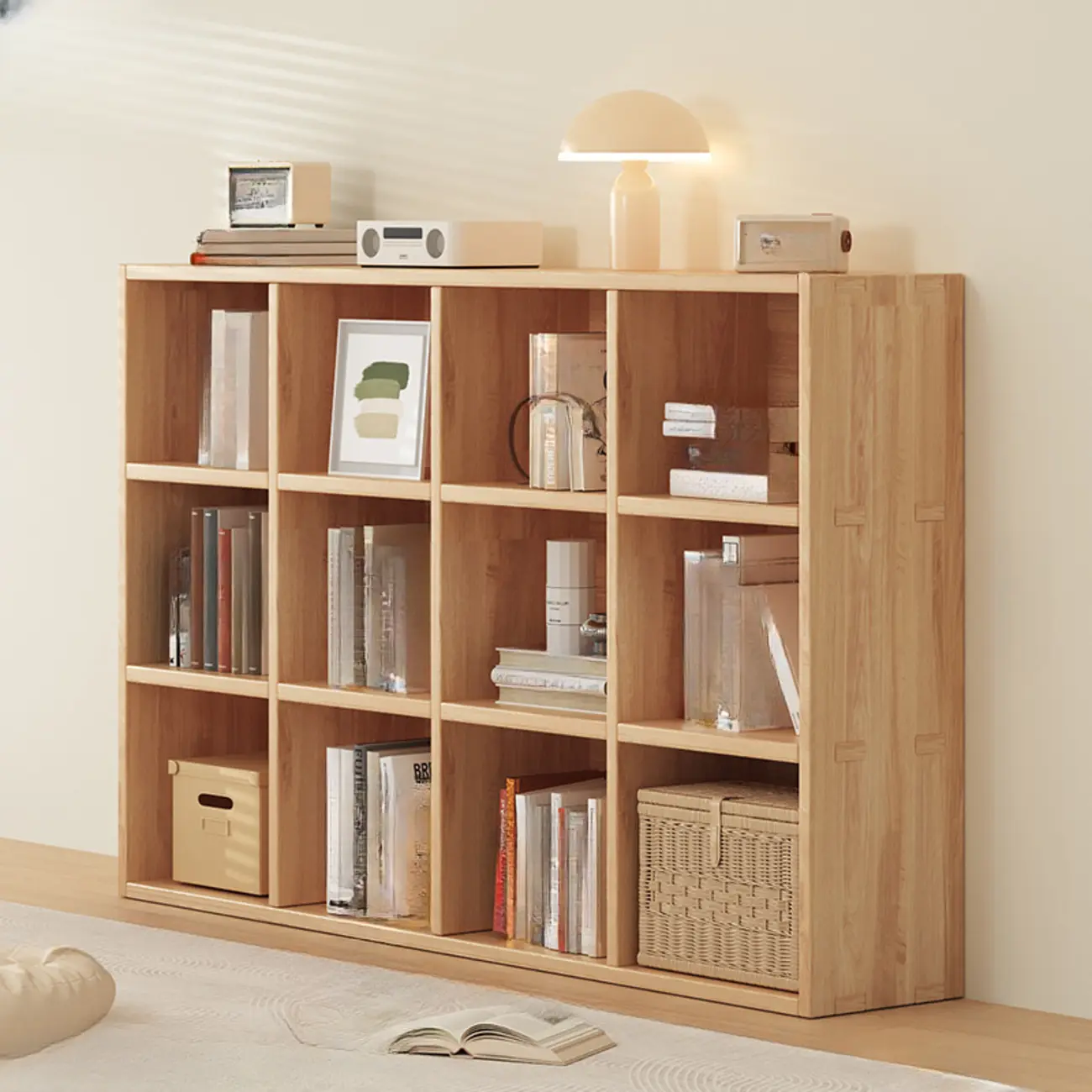 Simple Horizontal Short Natural Wood 2 Shelves Bookcase Image - 20 | homeyfad