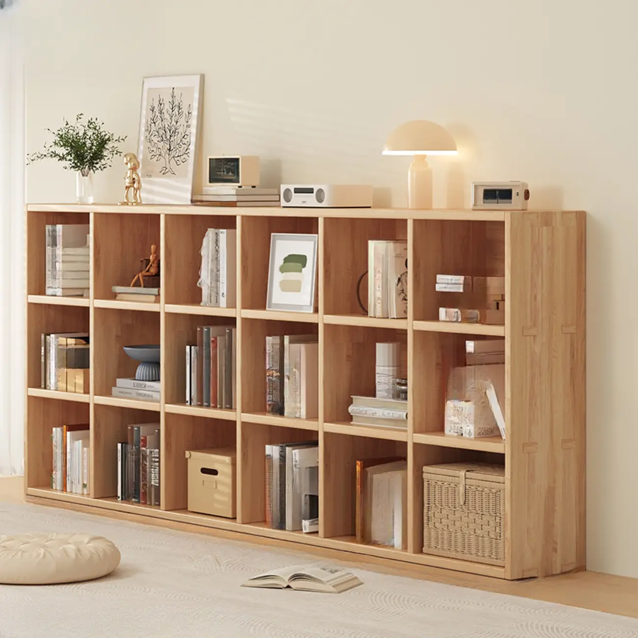 Simple Horizontal Short Natural Wood 2 Shelves Bookcase Image - 22 | homeyfad