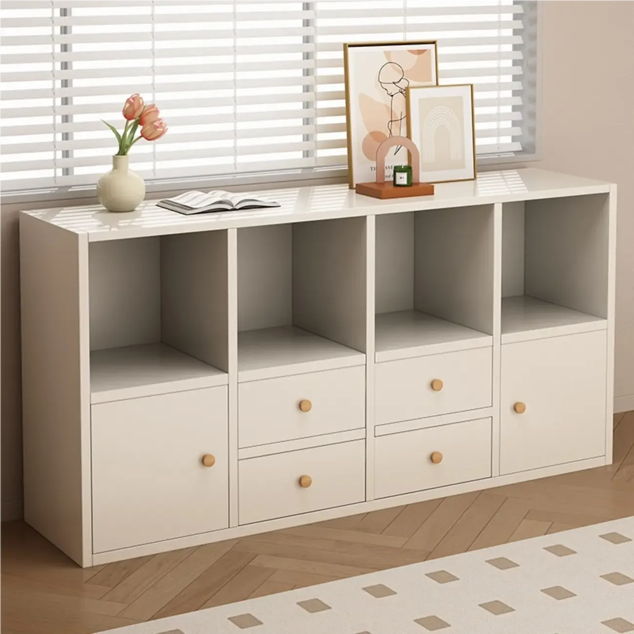 Modern Wooden Compact Office Storage Withe Bookcase Image - 1