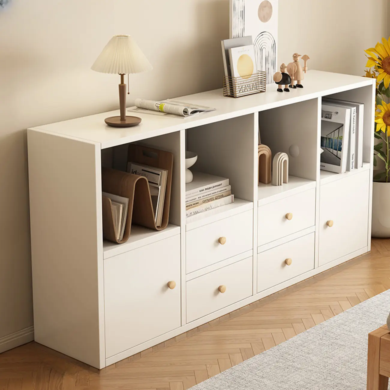 Modern Wooden Compact Office Storage Withe Bookcase Image - 5 | homeyfad