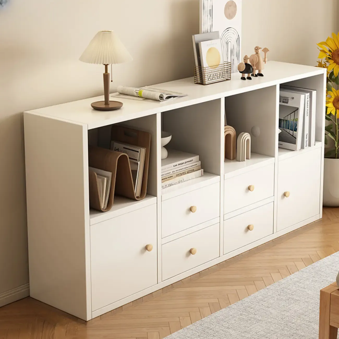 Modern Wooden Compact Office Storage Withe Bookcase Image - 5