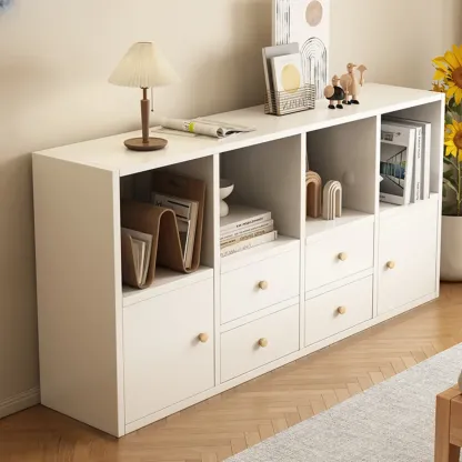 Modern Wooden Compact Office Storage Withe Bookcase Image - 5