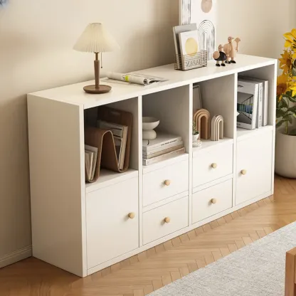 Modern Wooden Compact Office Storage Withe Bookcase Image - 6