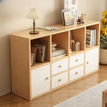 Modern Wooden Compact Office Storage Withe Bookcase Image - 7