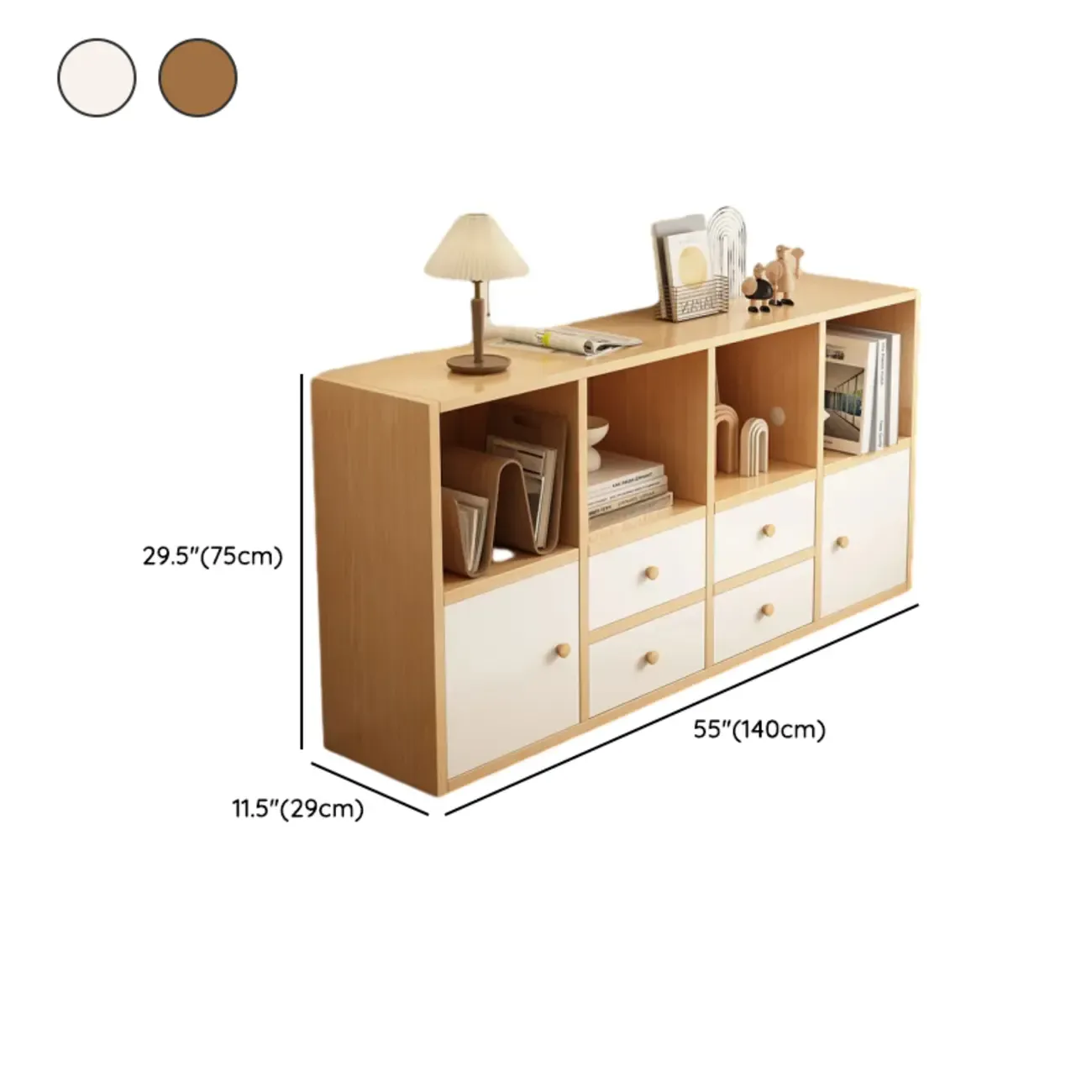Modern Wooden Compact Office Storage Withe Bookcase #size