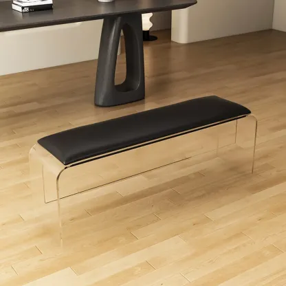 Acrylic Black Upholstered Dining Bench Image - 10
