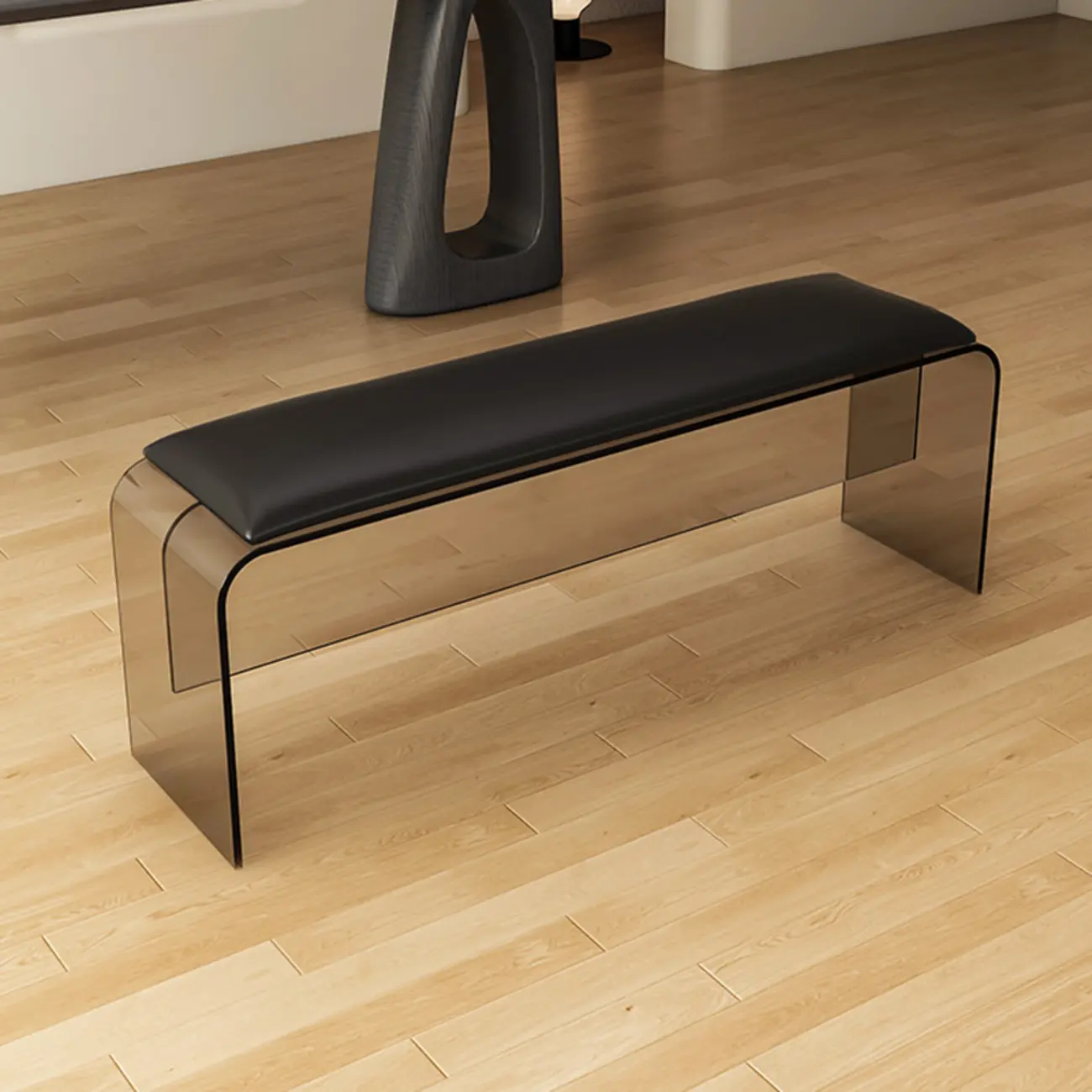 Acrylic Black Upholstered Dining Bench Image - 2 | homeyfad