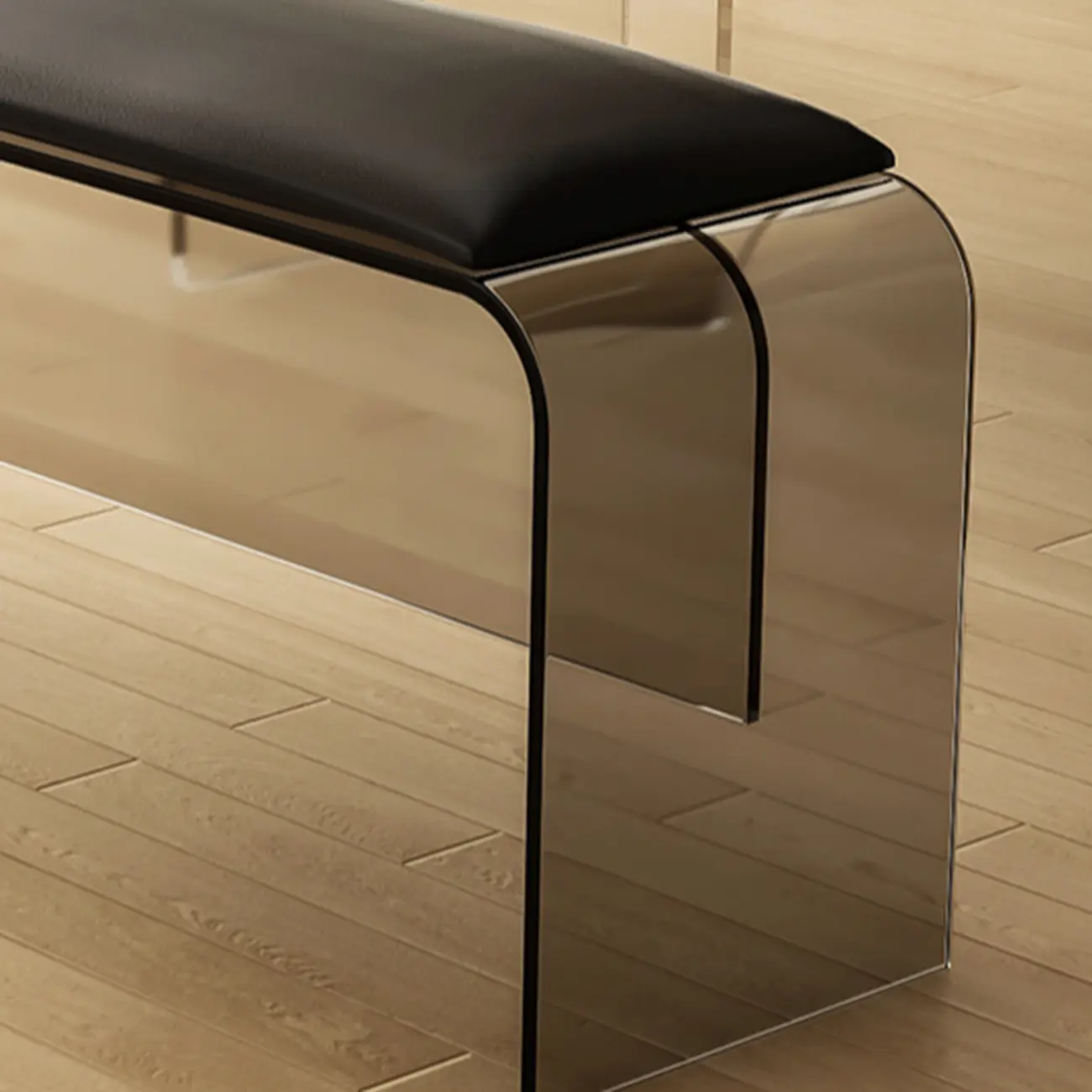 Acrylic Black Upholstered Dining Bench Image - 4 | homeyfad