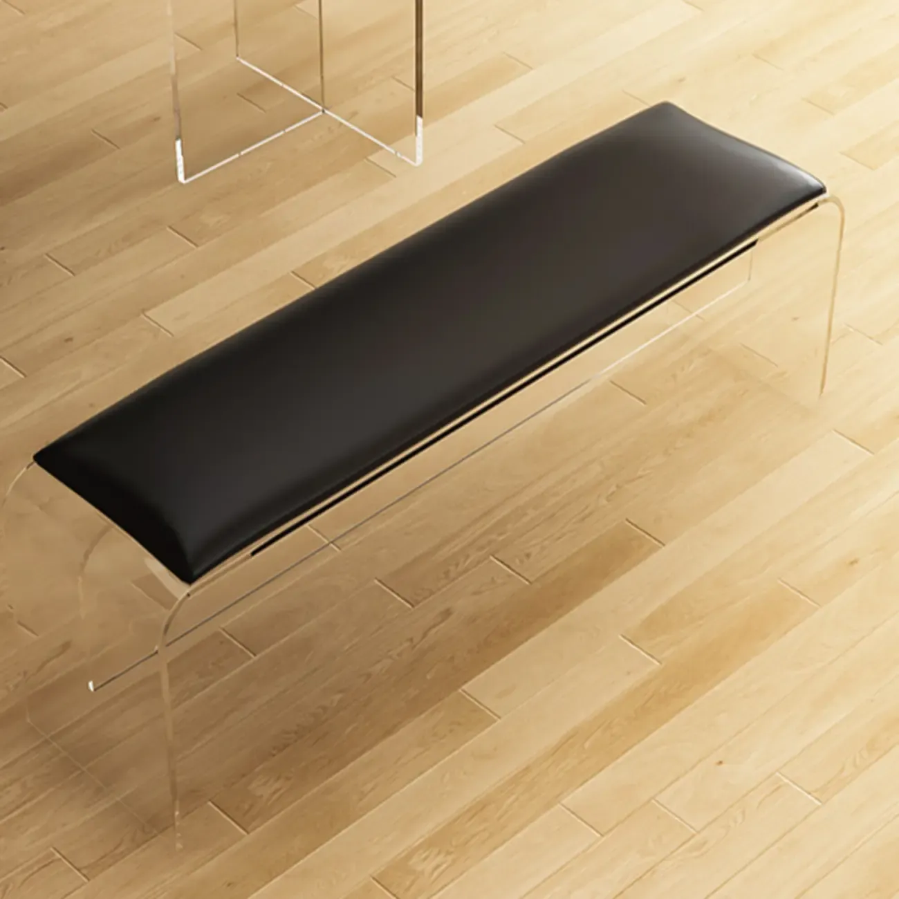Acrylic Black Upholstered Dining Bench Image - 16