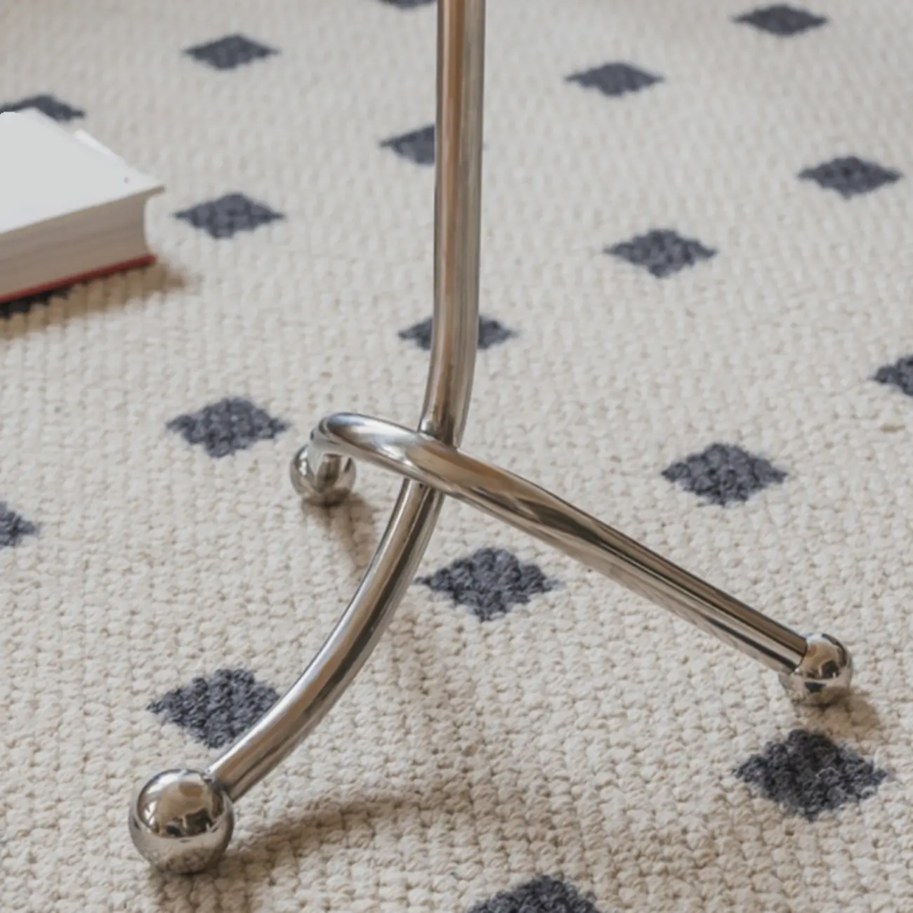 Modern Wood Round Top Triangular Silver Side Table Image - 8 | homeyfad