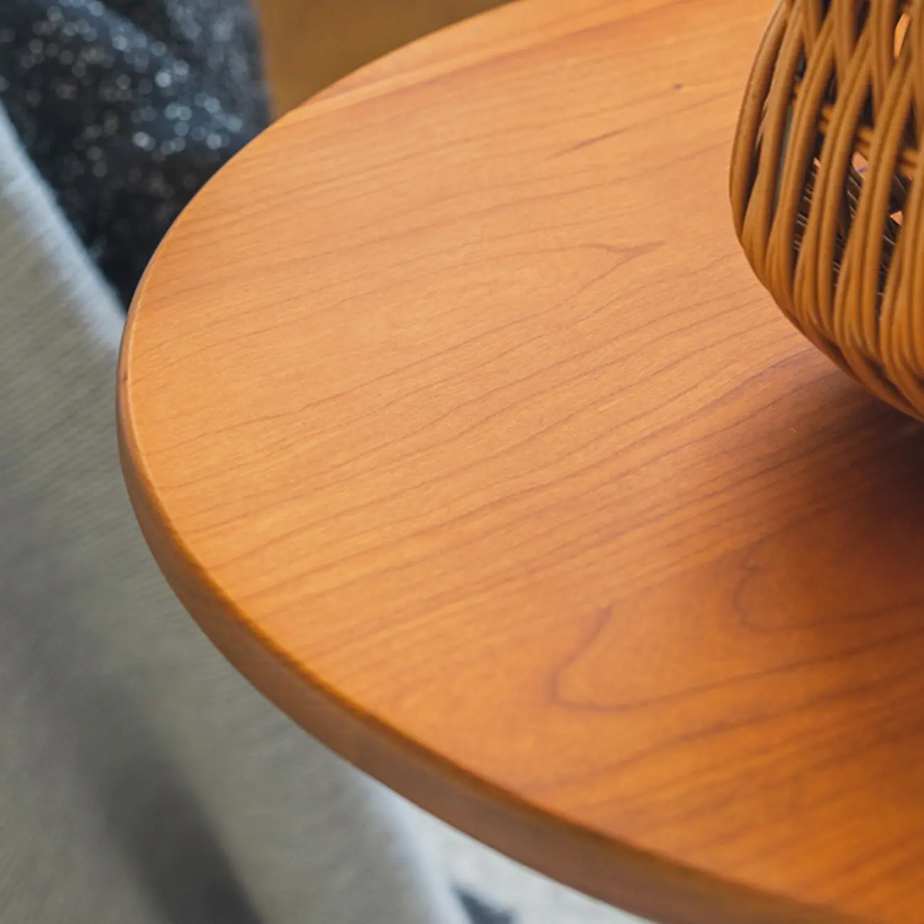 Modern Wood Round Top Triangular Silver Side Table Image - 10 | homeyfad