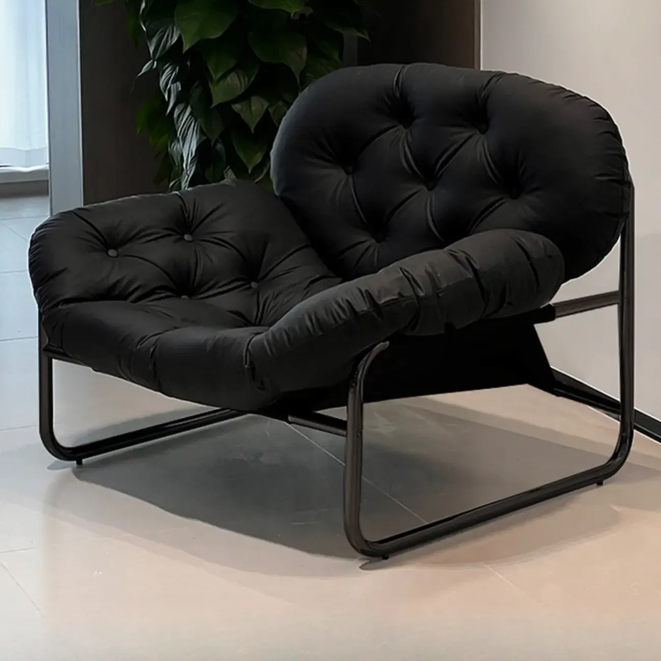 Modern Stitch-Tufted Cat-Resistant Leather Accent Chair  Image - 2