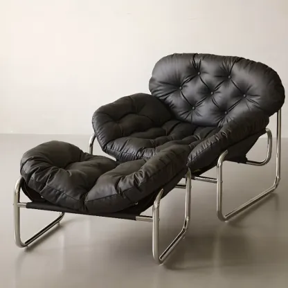 Modern Stitch-Tufted Cat-Resistant Leather Accent Chair  Image - 6