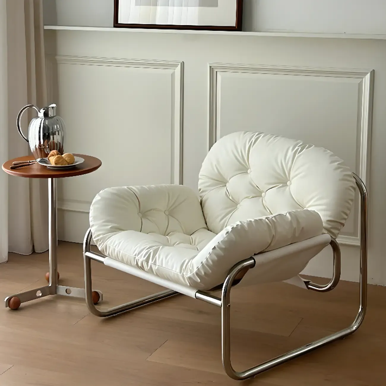 Modern Stitch-Tufted Cat-Resistant Leather Accent Chair  Image - 10