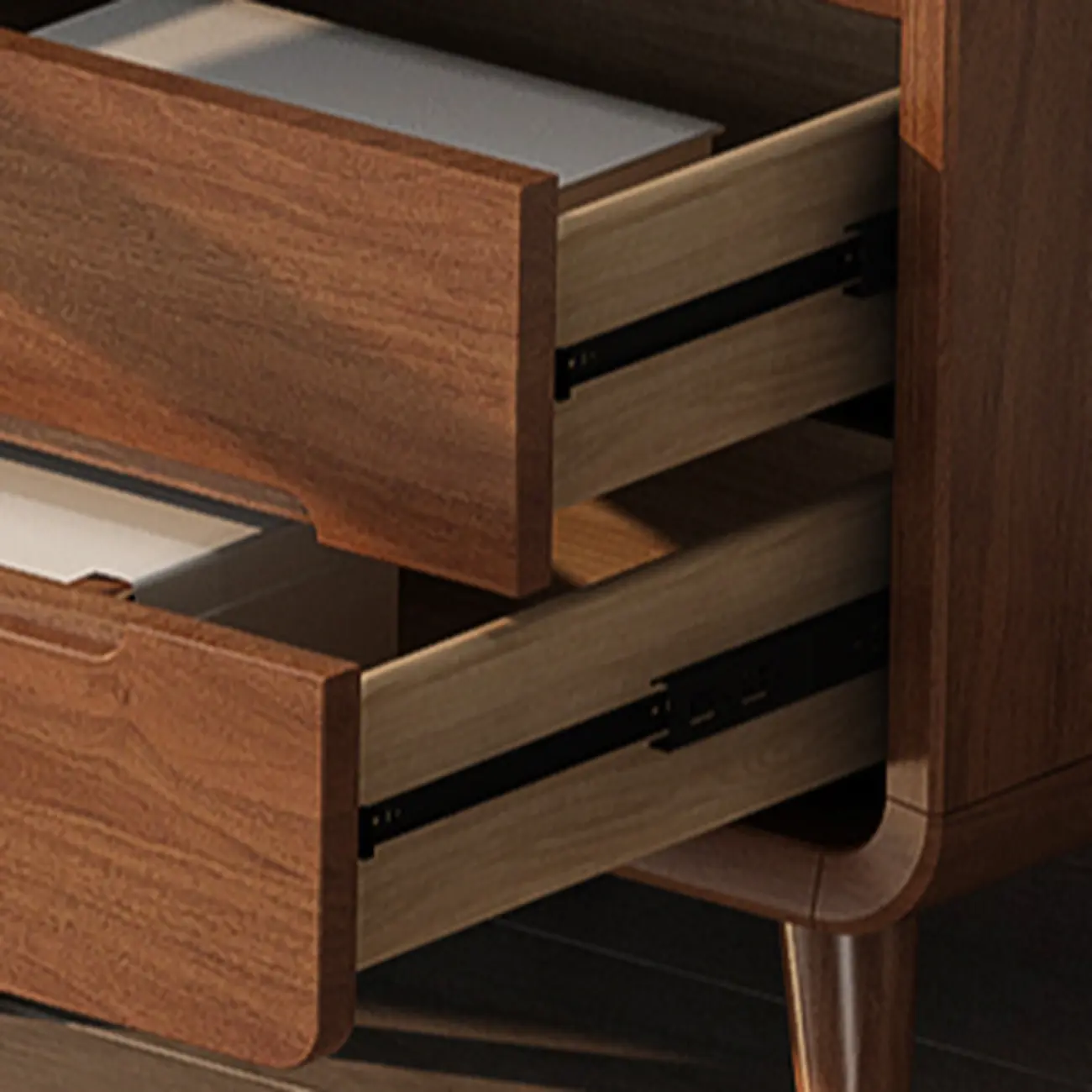 Scandinavian Wood TV Stand with Drawers and Cable Management | homeyfad