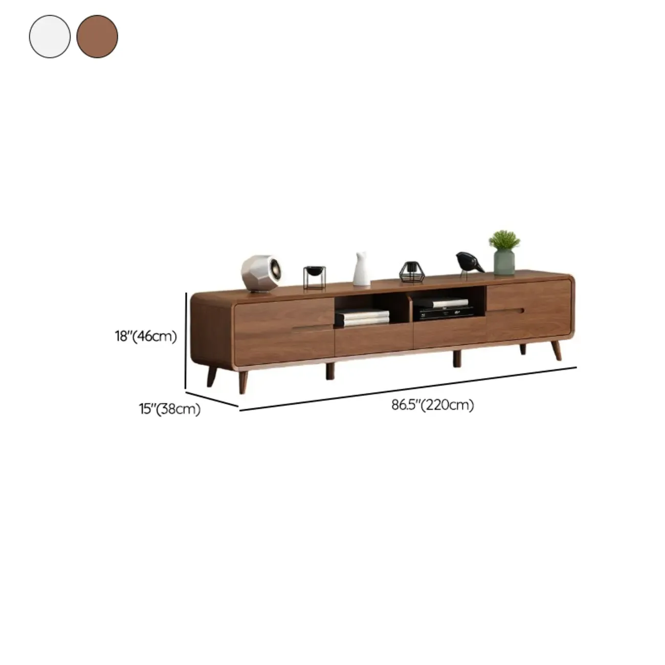 Scandinavian Wood TV Stand with Drawers and Cable Management