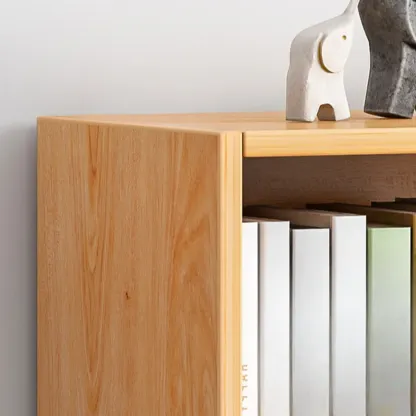 Simple Natural Finish Modular Vertical Wood Bookcase Image - 3