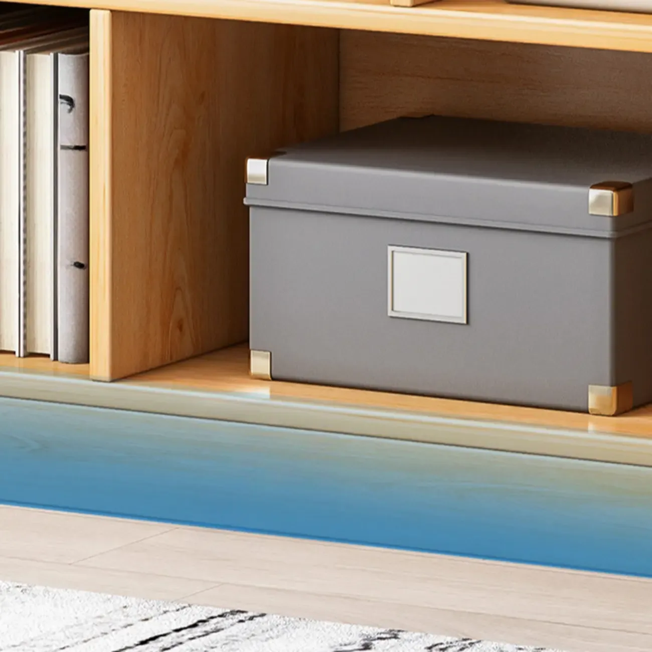 Simple Natural Finish Modular Vertical Wood Bookcase Image - 5