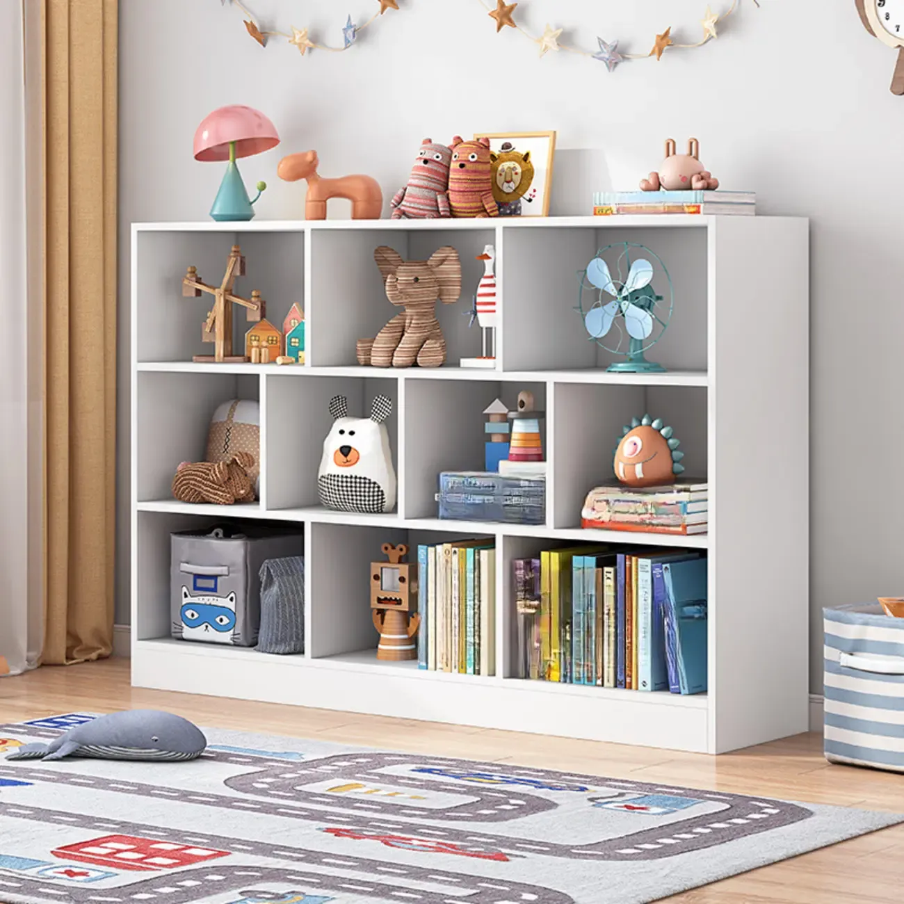 Simple Natural Finish Modular Vertical Wood Bookcase Image - 14