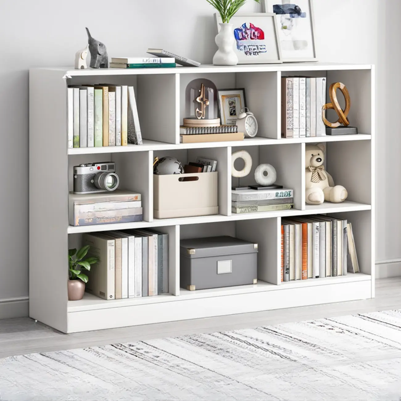 Simple Natural Finish Modular Vertical Wood Bookcase Image - 22 | homeyfad