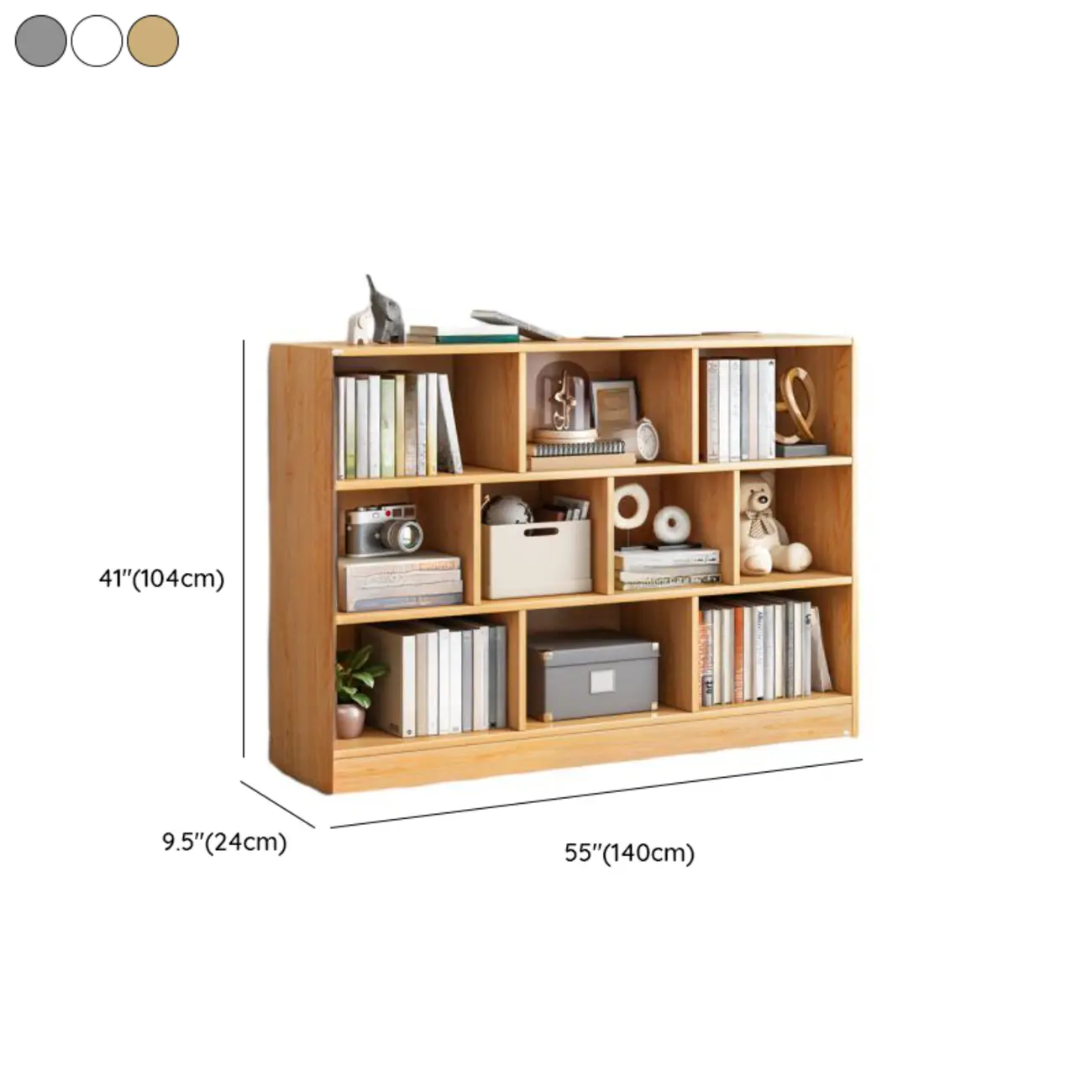 Simple Natural Finish Modular Vertical Wood Bookcase #size | homeyfad
