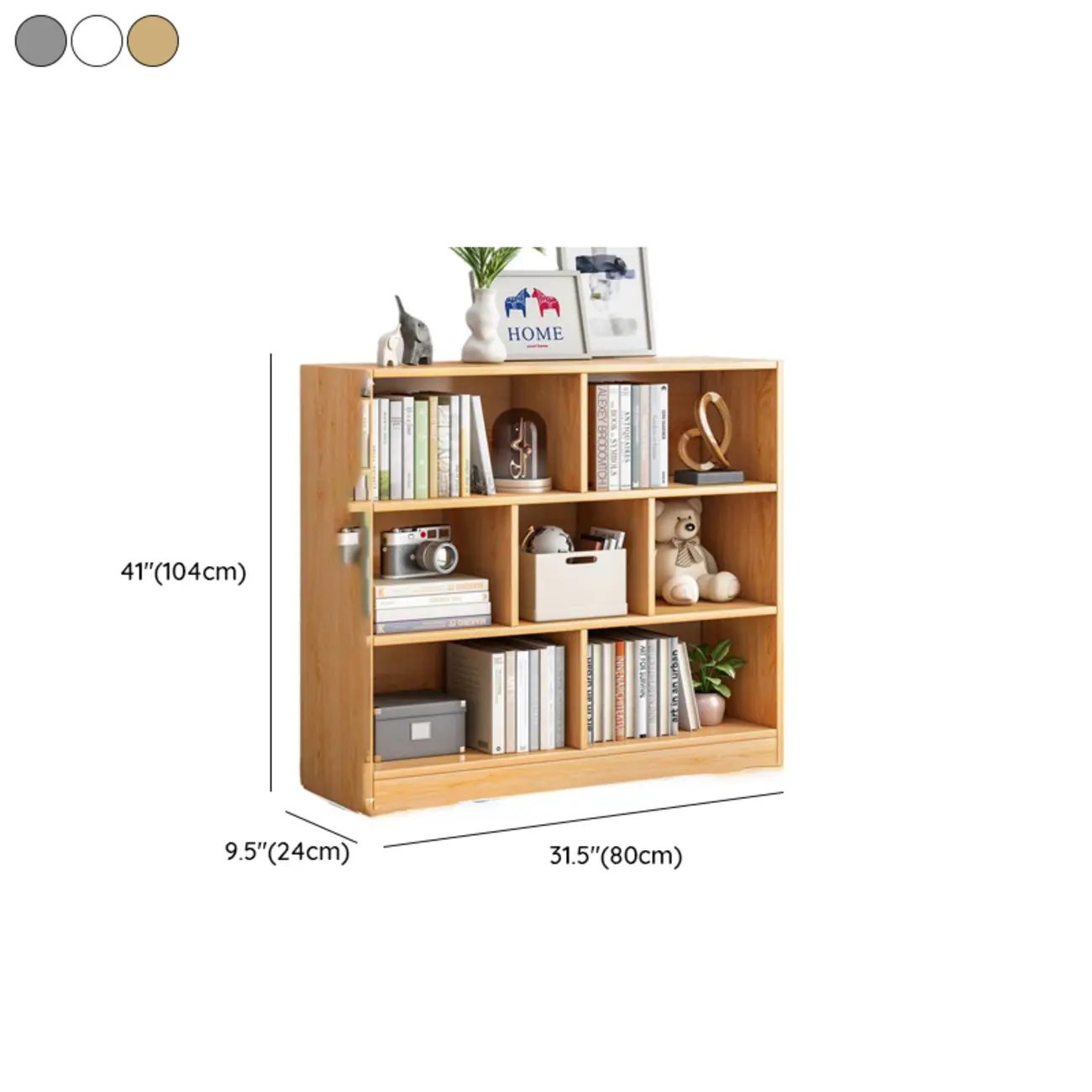 Simple Natural Finish Modular Vertical Wood Bookcase Image - 25 | homeyfad